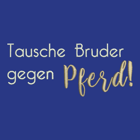 Original Südtiroler Kinder-Bauernschurz "Tausche Bruder gegen Pferd"