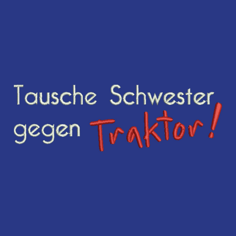Original Südtiroler Kinder-Bauernschurz "Tausche Schwester gegen Traktor"