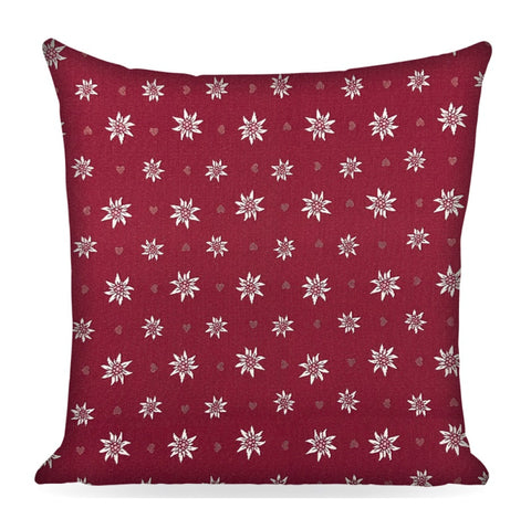 Kissenbezug LANDHAUS EDELWEISS, rot, Jacquard, 45x45cm