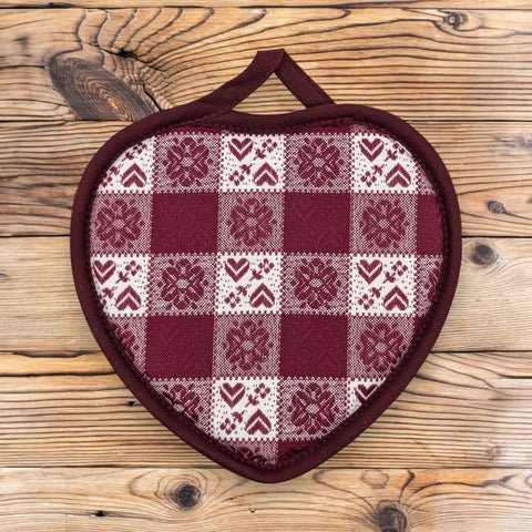 Südtiroler Topflappen Herzform "Bordeaux"