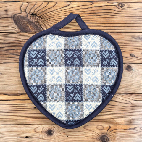 Südtiroler Topflappen Herzform "Blau"