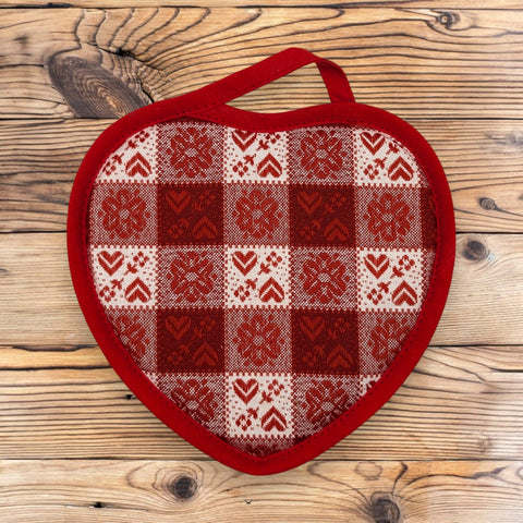 Südtiroler Topflappen Herzform "Rot"